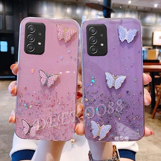 เคสโทรศัพท์ Samsung Galaxy A52S A22 A32 A52 A72 A42 A12 A02 M12 M02 4G 5G Casing Solid Glitter Diamond Butterfly Luxury เคส SamsungA52S Transparent Star Bling Case