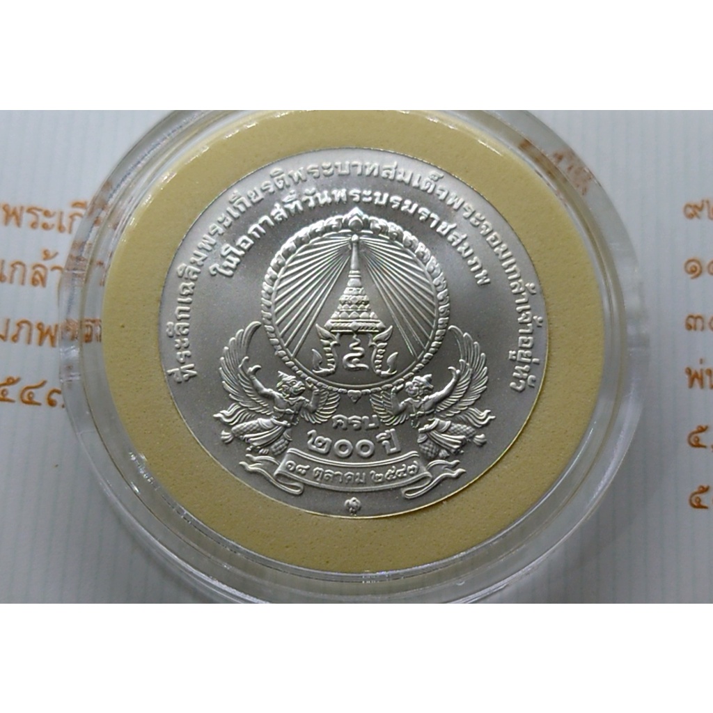 เหรียญเงินพ่นทราย-ที่ระลึก-200-ปี-รัชกาลที่-4-ขนาด-3-เซ็น-พร้อมกล่องและใบเซอร์-2547