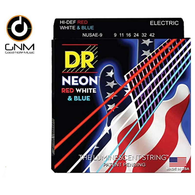 dr-strings-neon-hi-def-red-amp-white-amp-blue-electric-guitar-strings-สายกีต้าร์ไฟฟ้าแบบเคลือบเรืองแสงสีธงชาติ-แดง-ขาว-ฟ้า