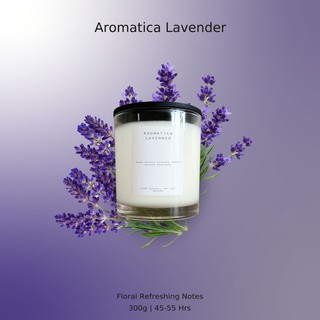 เทียนหอม Soy Wax กลิ่น Aromatica Lavender 300g / 10.14 oz (แบบมีฝาปิด)(include lid) Double wicks candle (45 - 55 hours)