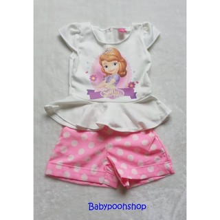 Ploy : set เสื้อพิมพ์ลายเจ้าหญิงโซเฟีย+กางเกงลายจุด size : M (4-6y)