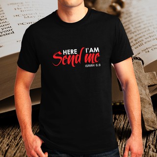 เสื้อยืดสีขาว - ข้อพระคัมภีร์ส่งอิสยาห์ 6: 8 ข้อความ Tshirt สําหรับผู้ชาย 42