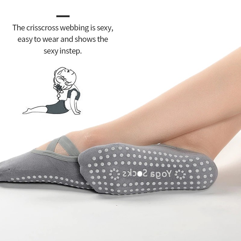 ถุงเท้าโยคะ-พิลาทิส-มีปุ่มกันลื่น-ถุงเท้าพิลาทิส-กันลื่น-กำลังกาย-คุณภาพดี-ยางยืดโยคะ-ดีไซน์สวย