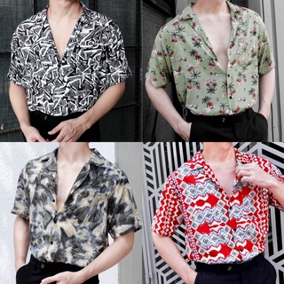 🦋HIM.GUY เสื้อฮาวาย (Hawii shirt) เสื้อแขนสั้น เสื้อแขนสั้นฮาวาย