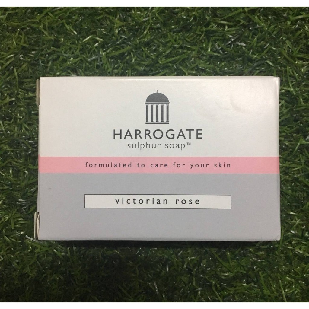 harrogate-sulphur-soap-victorian-rose-50-กรัม-สบู่ฮาโรเกต-กลิ่นกุหลาบ-สบู่ลดสิว-สำหรับผิวมัน-เป็นสิว-ผิวแพ้ง่าย