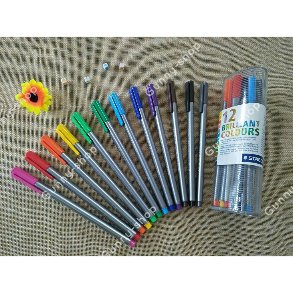 ชุดปากกาสีหัวเข็ม BRILLIANT COLOURS 12 สี 0.3 มม. เปิดฝาทิ้งไว้ได้นาน ...