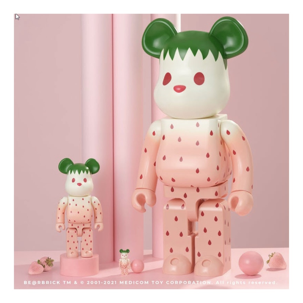 ของแท้-พร้อมส่ง-400-100-bearbrick-clot-snow-strawberry