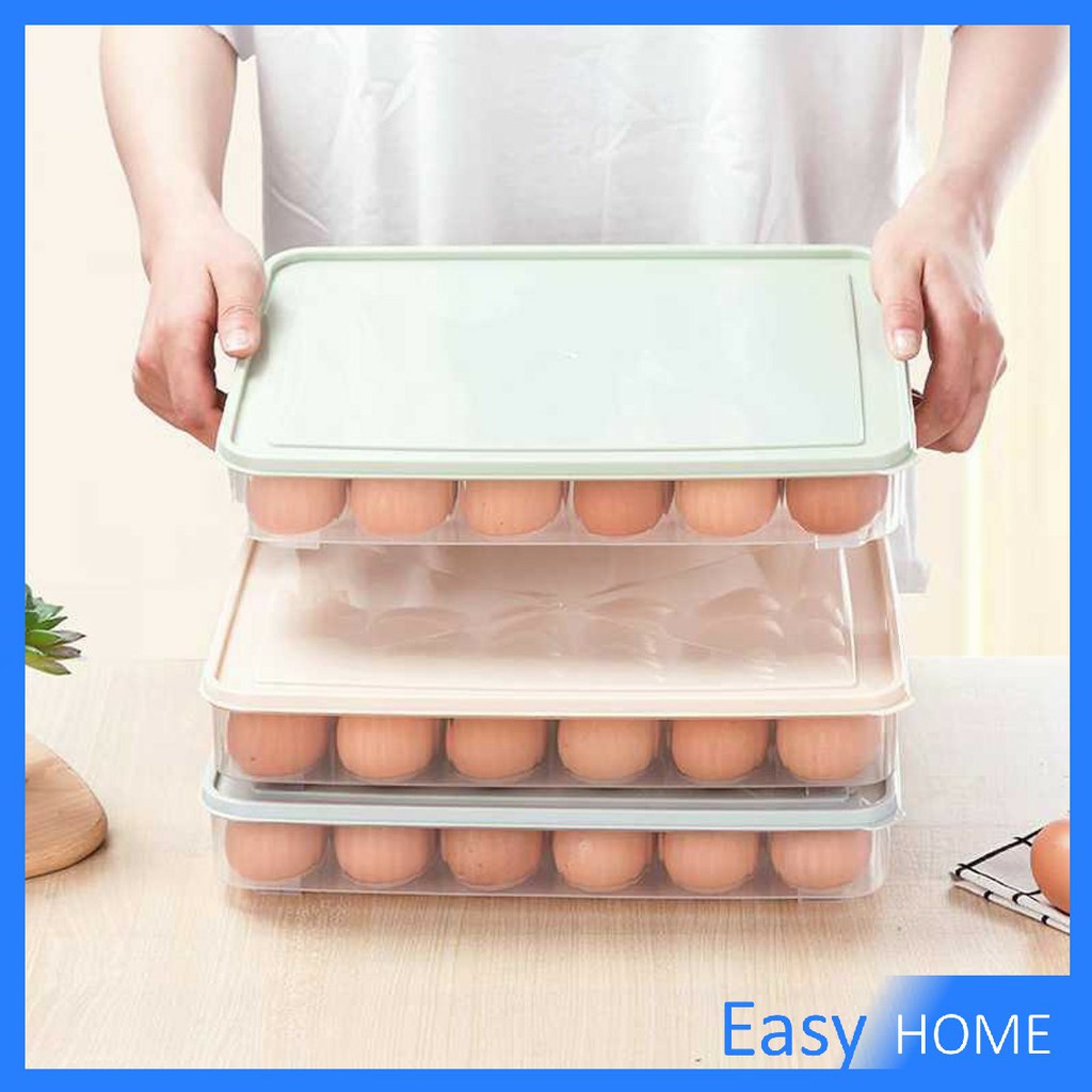 กล่องเก็บไข่-ที่เก็บไข่-กันกระแทก-เก็บได้24ฟอง-คละสี-ไข่กล่องบรรจุอาหารคริสเปอร์-egg-storage-box