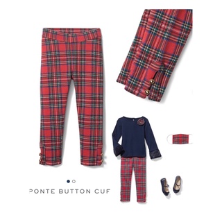 Janie and Jack "Plaid Ponte Button Cuff Pant"