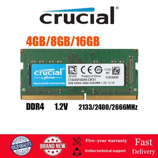 Crucial โมดูลหน่วยความจำ RAM SODIMM DDR4 ความจุ 4GB 8GB 16GB หน่วยความจำแล็ปท็อป 260 ขา หน่วยความจำโน้ตบุ๊ก PC4-17000 19200 21300 1.2V