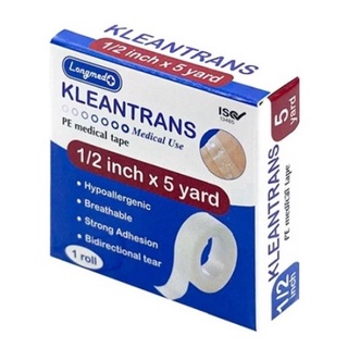 สินค้า Longmed Kleantrans ลองเมด คลีนทรานซ เทปแต่งแผล แบบใส เทป เทปใส ไม่ระคายเคืองผิว ระบายอากาศได้ดี จำนวน 1 ม้วน