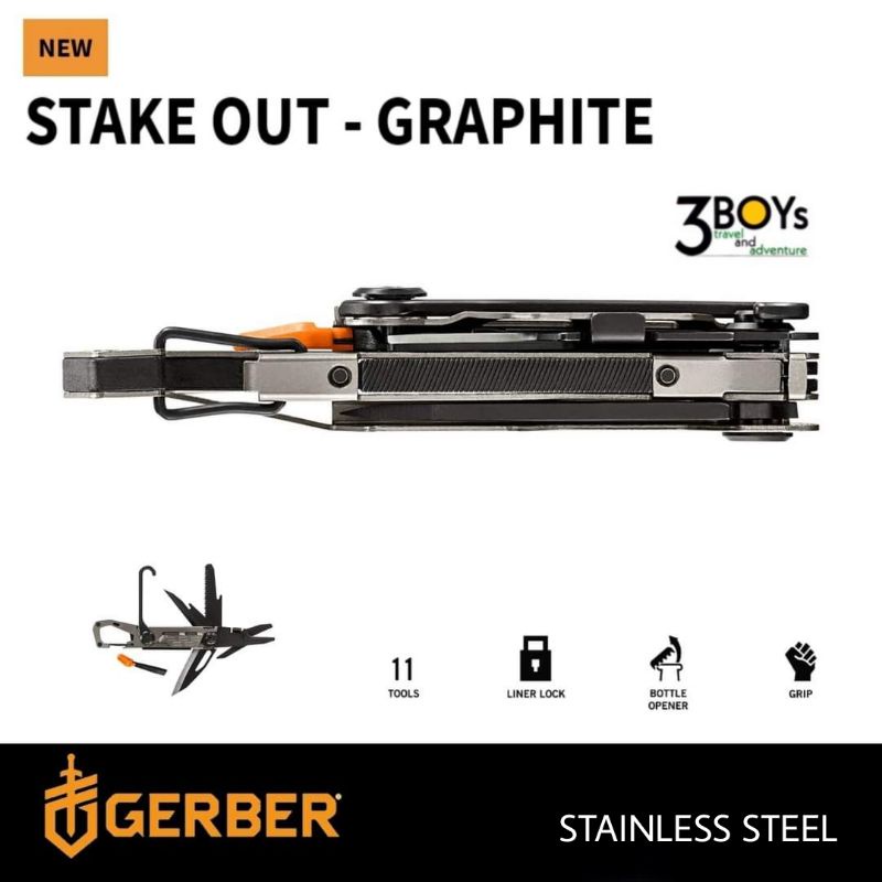 gerber-รุ่นstake-out-เครื่องมืออเนกประสงค์-ใบมีดล็อกได้-เหมาะพกติดตัว-ตั้งแค้มป์เดินป่า-เล็กกระทัดรัด-น้ำหนักเบา