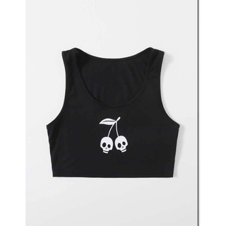 ROMWE [Ct.01] Skull Print Crop Tank Top