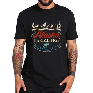 T-shirt  เสื้อยืด พิมพ์ลายกวาง Alaska Is Calling And I Must Go Alaska Elk Forest Mounn Hiking Adventure สําหรับผู้ชายS-5