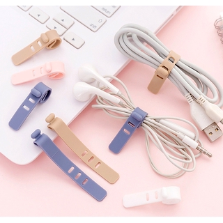 ที่ม้วนสายหูฟังซิลิโคนสายชาร์จ USB ออแกไนเซอร์สายเก็บสีอ่อนโทรศัพท์สายคอมพิวเตอร์คดเคี้ยว