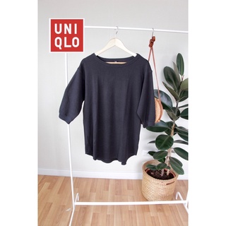 UNIQLO มินิเดรส สีดำ ผ้า cottonผสมpolyester