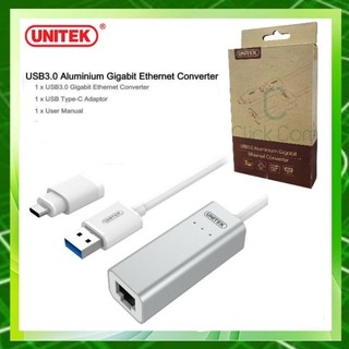 UNITEK USB 3.0 Aluminium Gigabit Ethernet Converter With usb Type-C Adapter Y-3464A