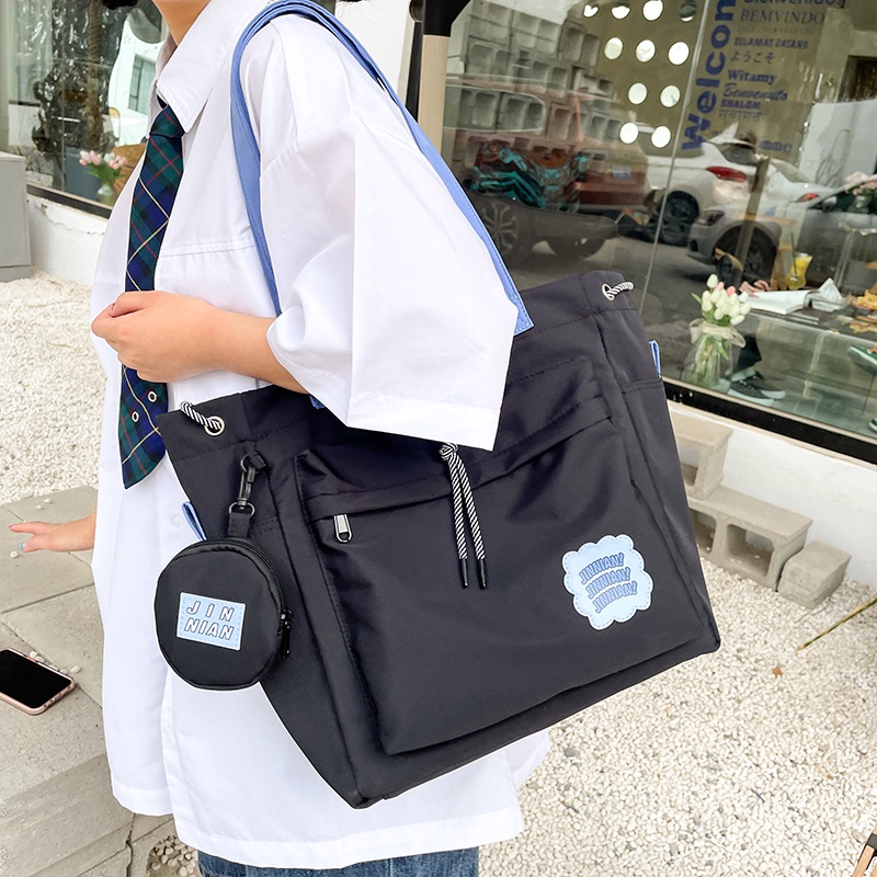 bag-1-bag1808-กระเป๋าผ้าไนล่อนjinnian-แถมที่ห้อยเป๋าใส่เหรียญ