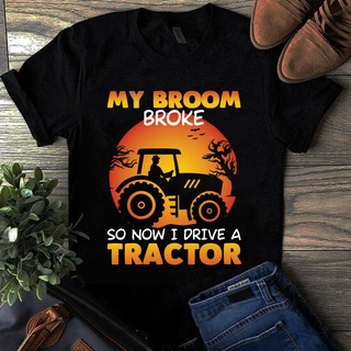 เสื้อยืด พิมพ์ลาย My Broke So Now I Drive A Tractor Halloween สําหรับผู้ชาย