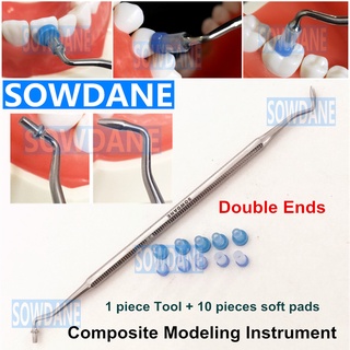 Dental Resin Composite Trimmer Spatula Dental Contact Shape Former with Caps Composite Modelling Instrument Filling Fill