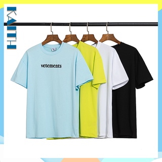 เสื้อยืดโอเวอร์ไซส์เสื้อยืดแขนสั้น ผ้าฝ้าย ทรงหลวม พิมพ์ลายโลโก้ VETE ขนาดใหญ่ แบบเรียบง่าย แฟชั่นฤดูร้อน สไตล์ฮิปฮอป สํ