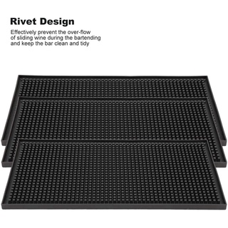 3 Pack Black Bar Mat Spill Mat Glass Drying Mat Cocktail Mixing Service Mat for Counter Top(12inch(L) x 6inch(W))