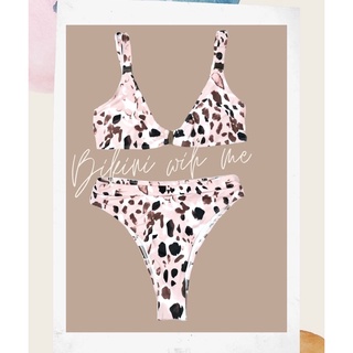 👙พร้อมส่ง👙 บิกินี่ ทูพีท ชุดว่ายน้ำเอวสูง ลายเกร๋มาก💕