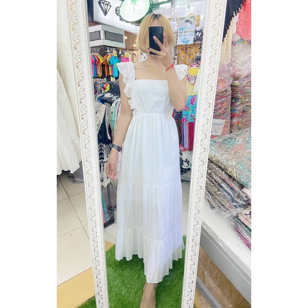 ภาพสินค้าเดรสยาวสีขาว ใส่เป็นชุดพรีเว็ดดิ้งได้นะ เดรสยาว Dress จากร้าน rumruay2249 บน Shopee ภาพที่ 3