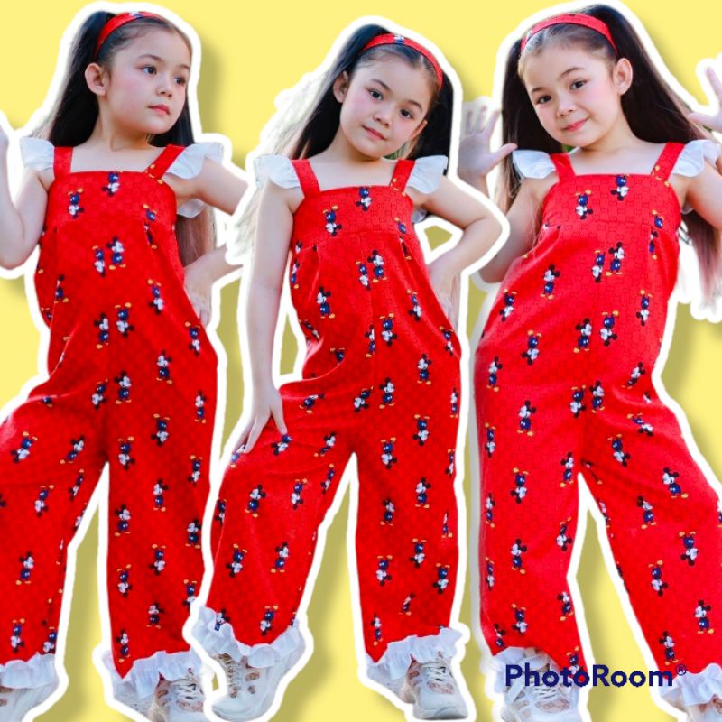 (ke)Jumpsuit ผ้าพิมพ์ลายมิกกี้เมาส์CCผ้าพิมพ์ดิจิตอลสวยเป๊ะสวยคุ้มเกิน