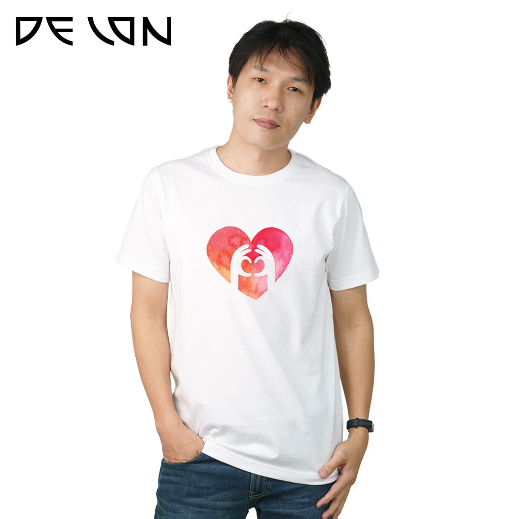 delon-เสื้อยืดat53119-เสื้อคู่รัก-ใส่เป็นทีม-เสื้อครอบครัว-สวยน่ารัก-เนื้อผ้าคอตตอน-ลายหัวใจ-love-love