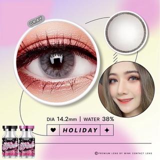 Holiday Gray สีเทา สายฝอ โทนฝรั่ง ตาน้ำข้าว สไตล์ทะเลหมอก ✨Wink Lens ✨ ค่าสายตา สายตาสั้น แฟชั่น สายตาปกติ Contact Lens