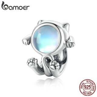 bamoer Warm Little Space Cat Charm fit Original Bracelets &amp; Bangle Beads 925 Sterling Silver Fine Jewelry make gift SCC1697