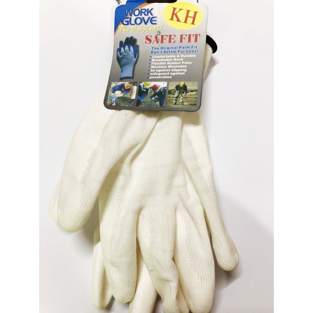 ถุงมือไนล่อนเคลือบพียู-work-glove-safe-fit-แบบเต็มฝ่ามือสวมใส่กระชับ-t0884