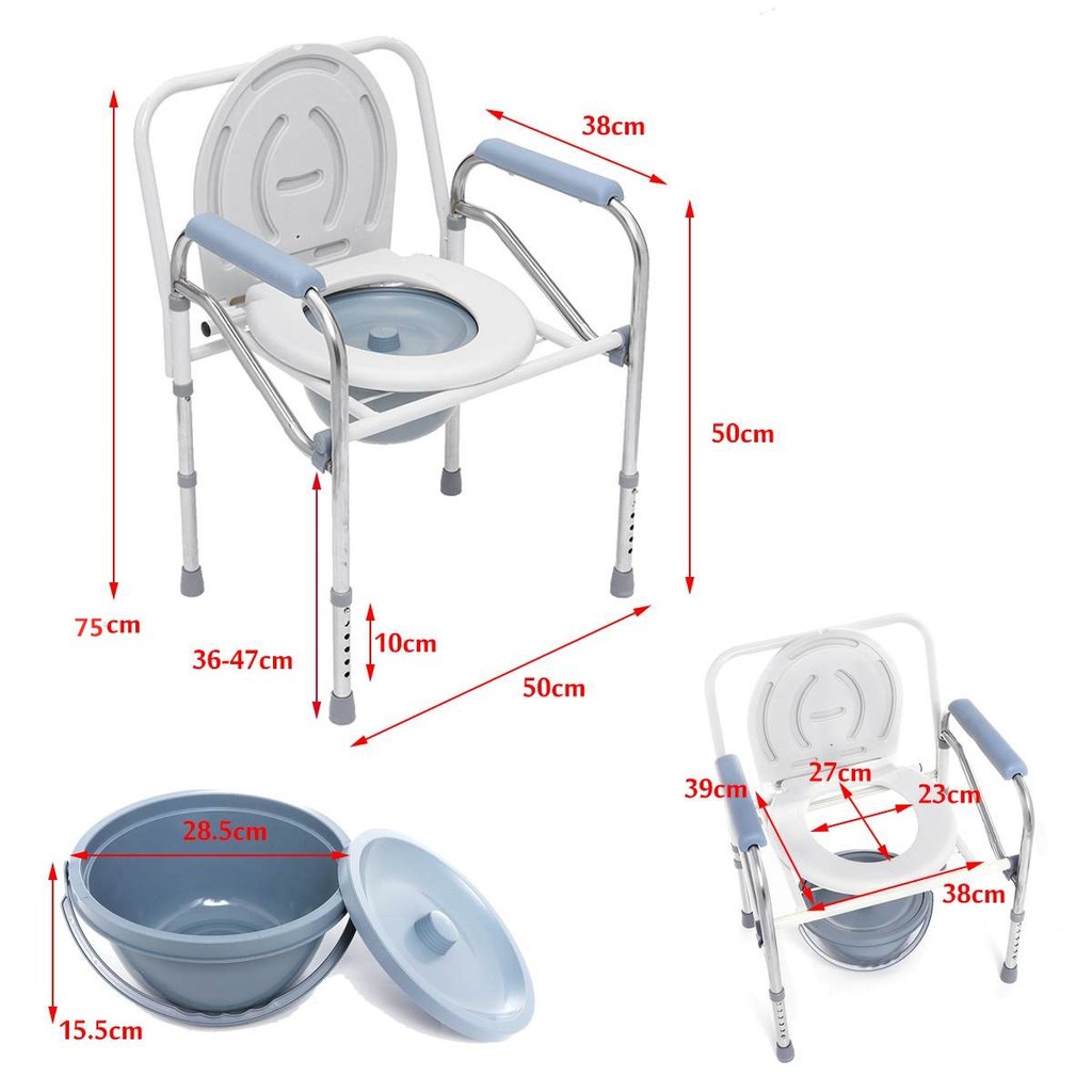จัดส่งทันที-จัดส่งจากประเทศไทย-หญิงตั้งครรภ์-เก้าอี้ขับถ่าย-แบบพับได้-เก้าอี้นั่งถ่าย-ผู้สูงอายุ-พับได้-โครงอลูมิเนียมอ