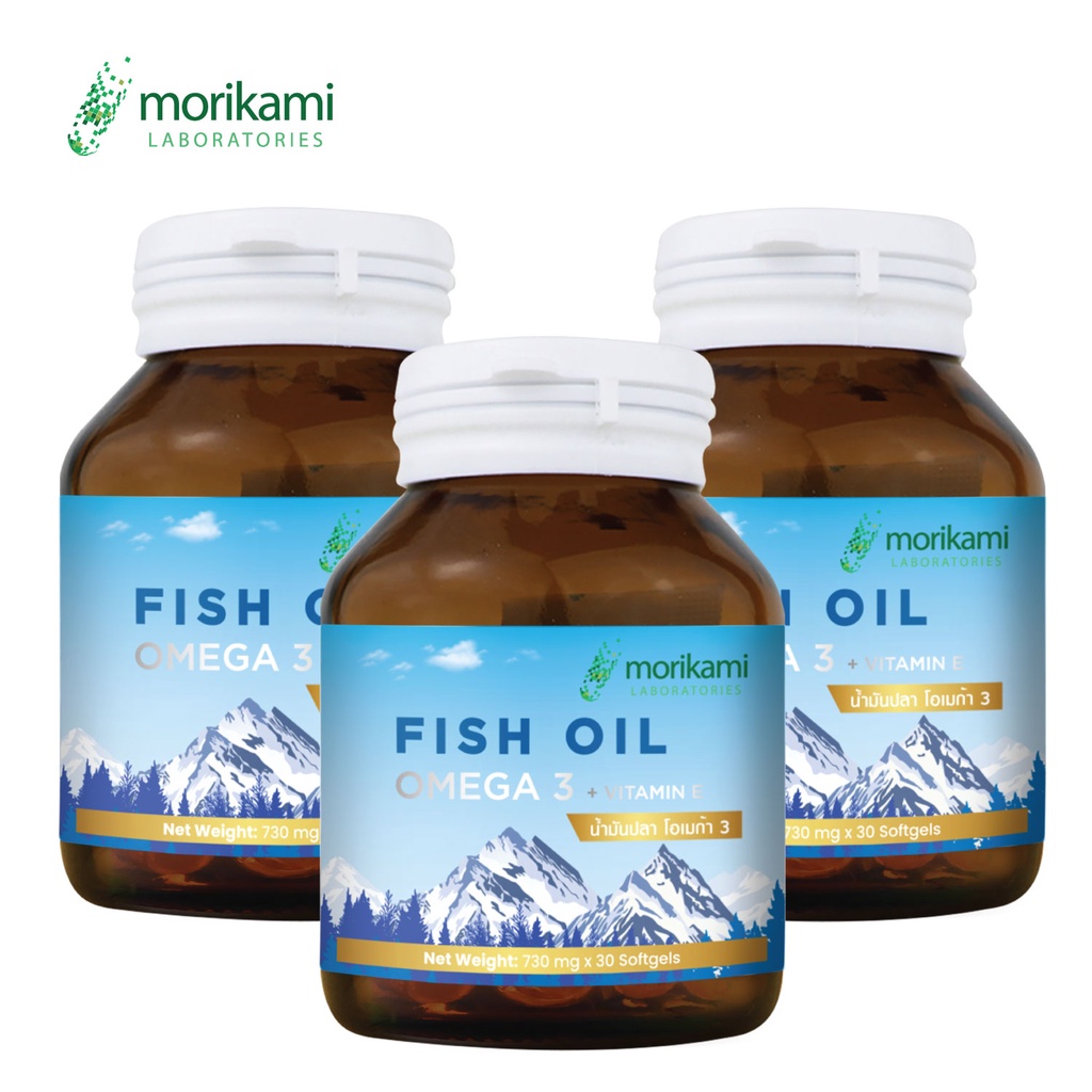 ภาพหน้าปกสินค้าFish Oil Omega 3 Vitamin E น้ำมันปลา โอเมก้า 3 พลัส วิตามินอี x 3 ขวด Morikami Laboratories ดีเอชเอ อีพีเอ DHA EPA จากร้าน vitamin.pharma บน Shopee