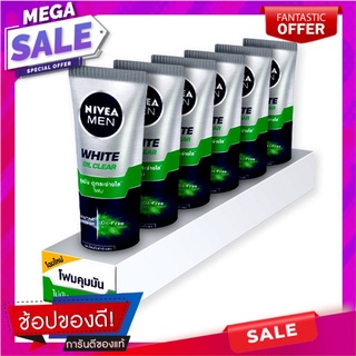 นีเวีย เมน ไวท์ ออยล์ เคลียร์ โฟม ขนาด 20 กรัม แพ็ค 6 หลอด ผลิตภัณฑ์ดูแลผิวหน้า Nivea Men White Oil Clear Mud Foam 20 g