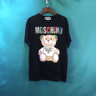 เสื้อยืดผ้าฝ้ายพิมพ์ลายคลาสสิก เสื้อยืดMoschino bear t shirt