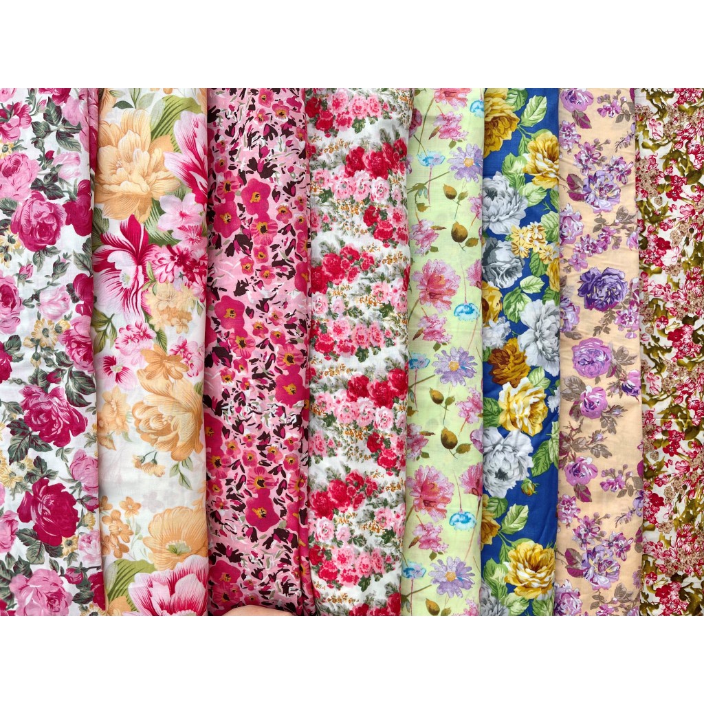 ราคาและรีวิวเพิ่มลาย ผ้ามัสลิน มัสลิน ผ้ามัสลินพิมพ์ลาย ลายดอก ผ้าตัดเสื้อ หน้ากว้าง 44 นิ้ว ราคาต่อหลา พร้อมส่ง ผ้าเมตร