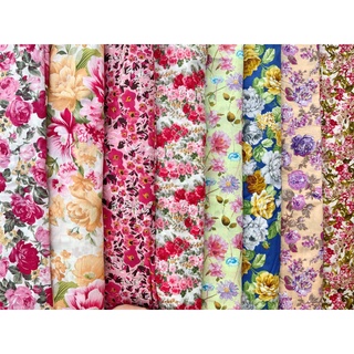 ราคา🔥เพิ่มลาย🔥 ผ้ามัสลิน มัสลิน ผ้ามัสลินพิมพ์ลาย ลายดอก ผ้าตัดเสื้อ หน้ากว้าง 44 นิ้ว ราคาต่อหลา พร้อมส่ง ผ้าเมตร