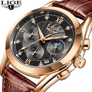 ภาพหน้าปกสินค้านาฬิกาข้อมือผู้ชาย LIGE ของแท้แฟชั่นผู้ชายกีฬานาฬิกาควอตซ์หนังกันน้ำ ที่เกี่ยวข้อง