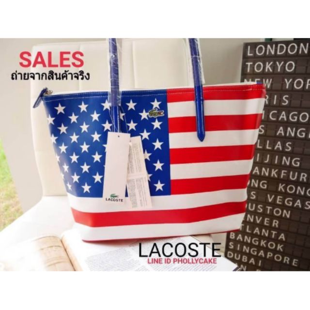 lacoste-shopping-bag-กระเป๋า-สะพาย-ลายสดใส-ยี่ห้อ-lacoste-แท้