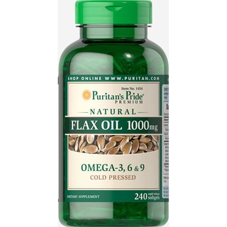 (ขวดใหญ่) Puritan Non-GMO Natural Flax Oil 1000 mg 240 Softgels น้ำมันเมล็ดแฟล็กซ์ Flaxseed Oil