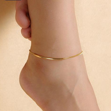 ภาพหน้าปกสินค้าเครื่องประดับสร้อยข้อเท้า แบบโซ่สีทอง ผู้หญิง Golden Tone Elbow Pipe Chain สร้อยข้อเท้าสร้อยข้อมือ Barefoot รองเท้าแตะเครื่องประดับเท้า Trend Jewelry B2