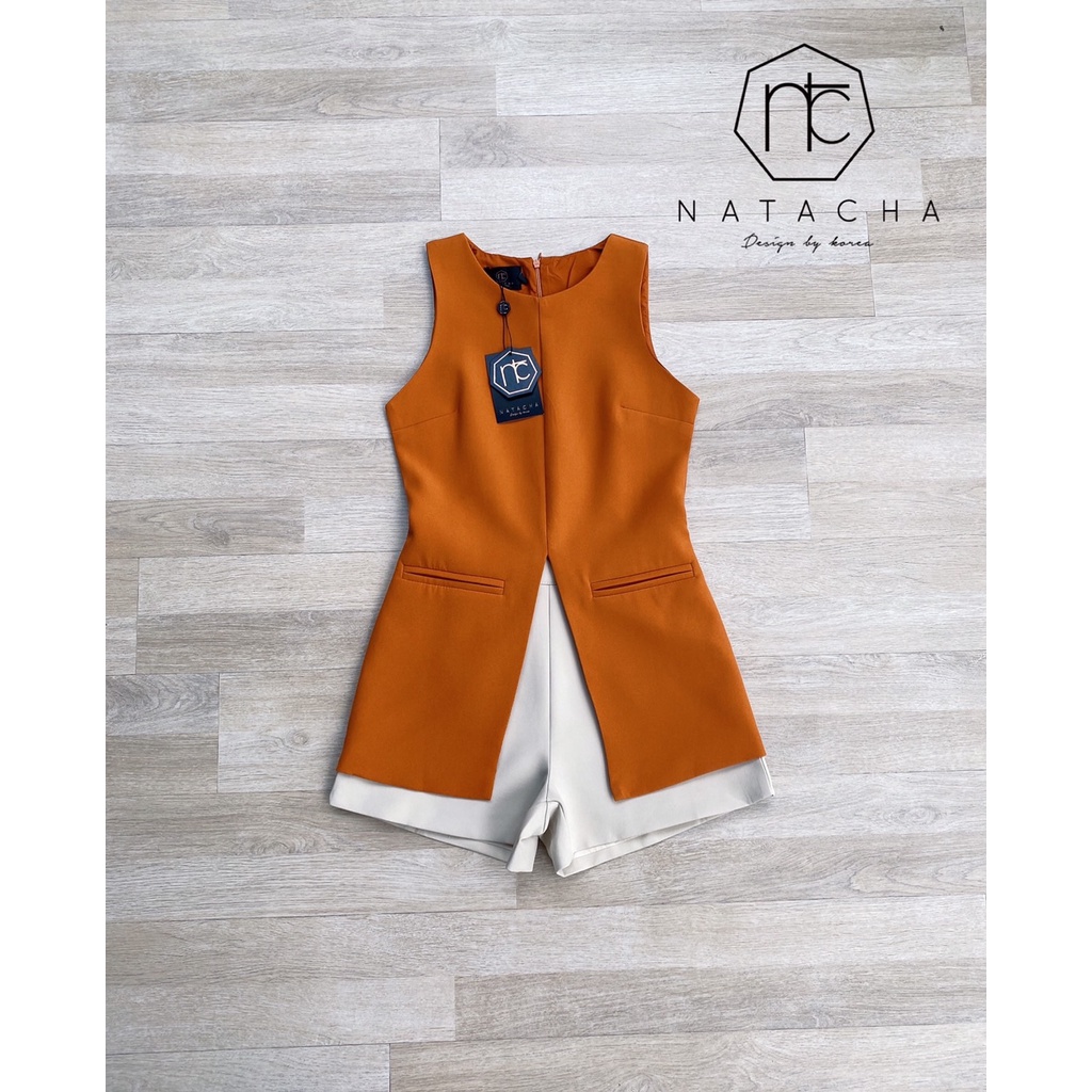 natacha-set-เสื้อแขนกุดผ้าหน้า-แต่งกระเป๋าหลอก-กางเกขาสั้น-มีกระเป๋าใช้งานจริงได้2-ข้าง-เนื้อผ้าอย่างดีค่า
