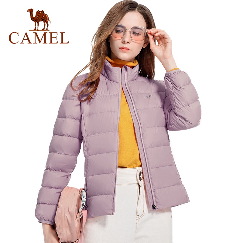 camel-เสื้อแจ็กเก็ต-คอปกตั้ง-กันลม-อบอุ่น-น้ําหนักเบา-สีขาว-สําหรับผู้หญิง