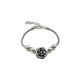 สร้อยข้อมือดอกไม้ สร้อยข้อมือผู้หญิงน่ารักๆ เงินแท้ 925 : DSP 925 Sterling Silver Flower Charm Bracelet [CSP0110]