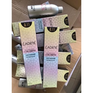 💥LADENE ลาดีเน่ รุ่น Coloringกล่องแยกไฮโดรเจน สีผม ผมโทนหม่น ผมเทา น้ำตาลหม่น ผสมคอลลาเจน  ครีมย้อมผมขนาด100มล.