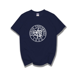 เสื้อผ้าผชกําหนดเอง
 เสื้อยืดแขนสั้น คอกลม ผ้าฝ้ายแท้ พิมพ์ลาย Fudan University แฟชั่นฤดูร้อน สําหรับผู้ชายS-5XL