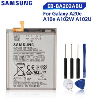 Samsung แบตเตอรี่ Samsung สำหรับ GALAXY A20e A10e A102W A102U A202F EB-BA202ABU ของแท้แบตเตอรี่ 3000MAh