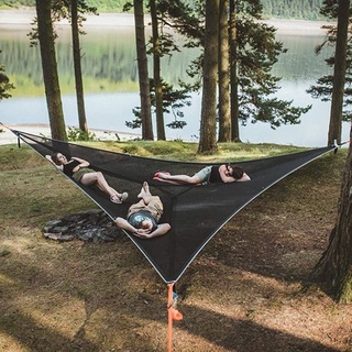 [New product in stock] explosive outdoor high quality portable multi-person triangle hammock thickened mesh mesh cloth air triangle hammock quality assurance U4ML